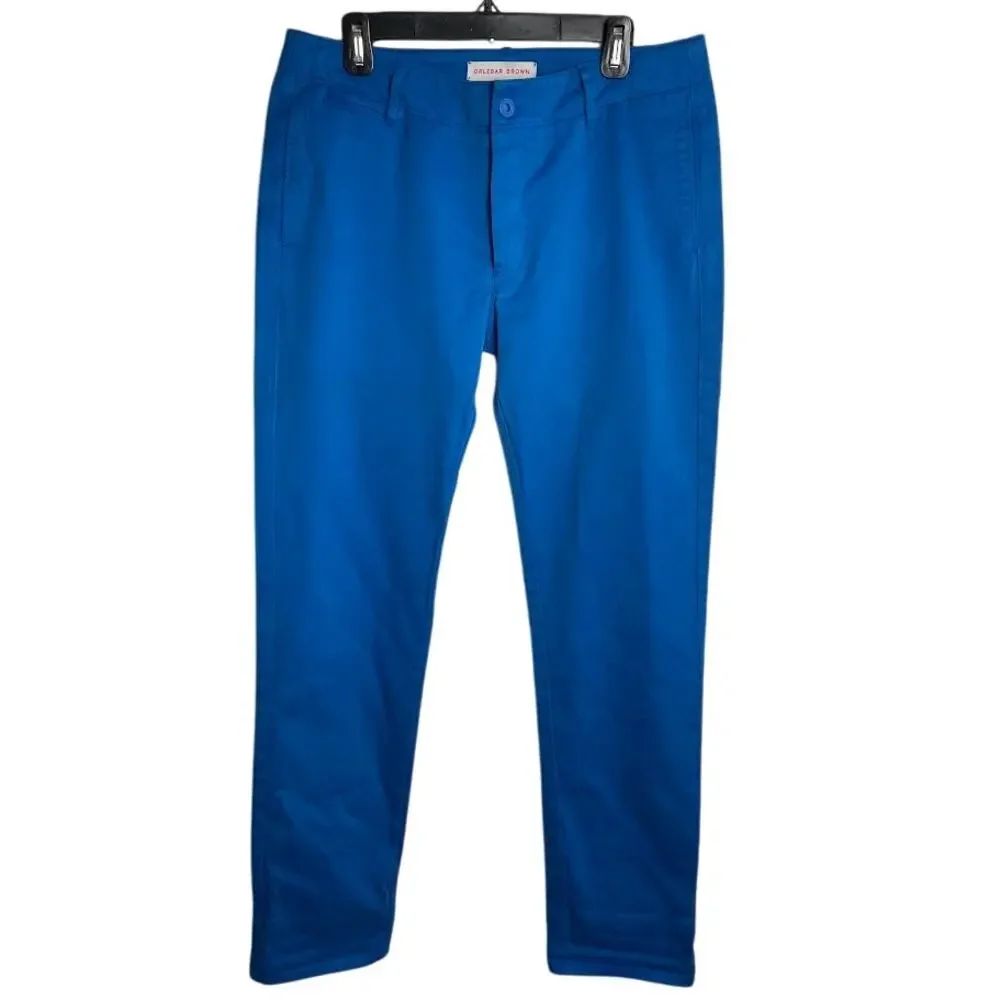 ORLEBAR Brown Mens Blue Chino Pant Slim Fit Flat Front Button Fly Size 32 Cotton
